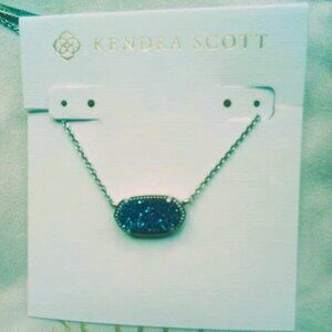 Kendra Scott Blue Drusy necklace silver NWT